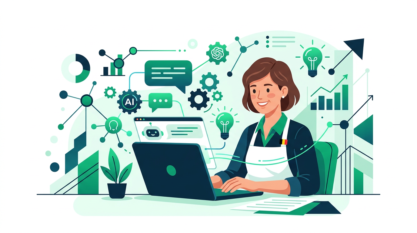 Illustration d'un étudiant travaillant avec l'IA
